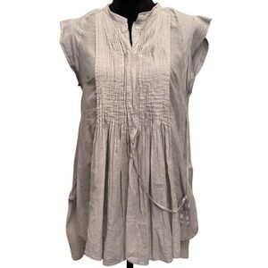 By‎ Malene Birger Hinano Light Grey Cotton Tunic Tie Blouse EU Size 36/US Size 2